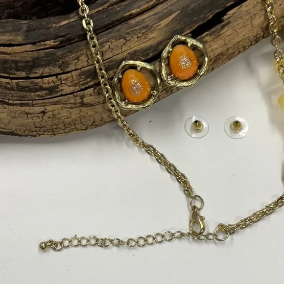 S171 Chunky & Fun Faceted Cobochon Necklace Set - Picture 14 of 15